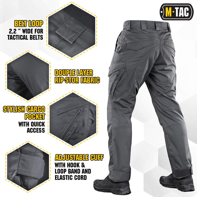 M-Tac Aggressor Flex Tactical Cargo Pants for Men â€“ Durable Rip-Stop Cargo Work Trousers with Reinforced Knees, Stretch Fit and Outdoor Comfort (Dark Grey, 34/32) - Image 4